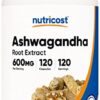 Nutricost Ashwagandha Herbal Supplement 600mg, 120 Capsules - Vegetarian, Non-GMO, Gluten Free, Ashwagandha Root