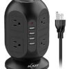 Power Strip Tower with USB Ports, AiJoy Surge Protector with 8 AC Outlets and 4 USB Ports, Fast Charging Station with Extension Cord 10FT, Office Supplies & Dorm Essentials