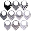 10-Pack Organic Baby Bandana Bibs - Organic Cotton Bandana Bibs for Boys, Girls - Super Absorbent Bandana Drool Bibs - Teething Bibs - Baby Bibs for Infant, Toddler (MONOS)