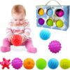 ROHSCE Baby Textured Multi Sensory Toys Massage Ball Gift Set BPA Free for Toddlers 1-3 Soft Balls Montessori Infant Baby Toys 6 to 12 Months 6 Pack