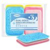 12 Pack Scrub & Wipe Cloths,Dual Sided Sponges Kitchen,All Purpose Cloth for Dishes, Pots, Pans, Non-Stick Cookware,Countertop(Red,Yellow,Blue)