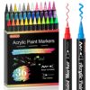 Shuttle Art 36 Colors Dual Tip Acrylic Paint Markers, Brush Tip and Fine Tip Acrylic Paint Pens for Rock Painting, Ceramic, Wood, Canvas, Plastic, Glass, Stone, Calligraphy, Card Making, DIY Crafts