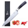 TICO Ultra Sharp 8 inch Chef's Knife - German Carbon Steel Blade, Ergonomic Pakka Wood Handle - Professional Kitchen Knife for Chopping, Cutting, Thinly Slicing Meats & Vegetables