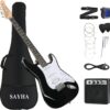 SAYHA Electric Guitar, 39 Inch Solid Full-size Electric Guitar HSS Pickups Starter Kit Includes Amplifier, Bag, Digital Tuner, Strap, String, Cable, Picks(Black)