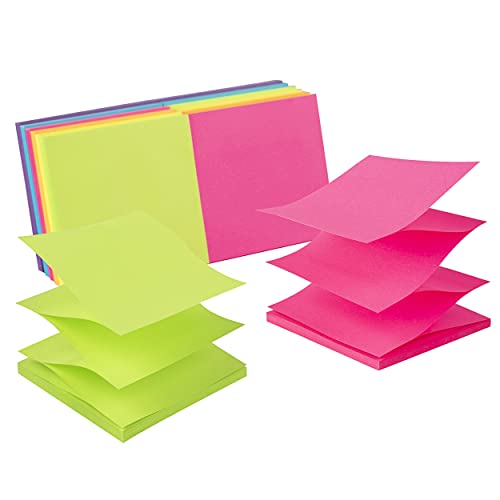Pop-up Sticky Notes,3x3 in,12 Pads,Bright Colors Super Sticking Power Memo Pads, 6 Colors, Strong Adhesive