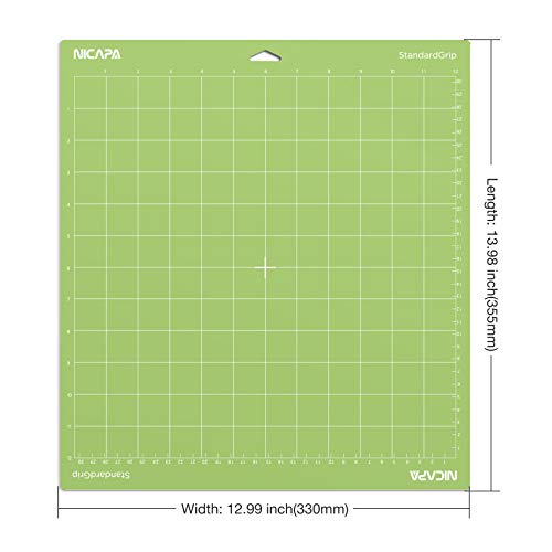 Nicapa 12x12 inch Standard Grip Cutting Mat for Cricut Maker 3/Maker/Explore 3/Air 2/Air/One (3 Pack) Standard Adhesive Sticky Green Quilting Replacement Cut Mats - Image 2