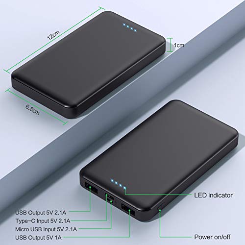 Portable Charger Power Bank 10000mAh【2 Pack】Ultra Slim Design Portable Phone Charger with Type C Input & 2 Output Backup Charging External Battery Pack for Smart Phone, Android Phone,Tablet etc. - Image 2