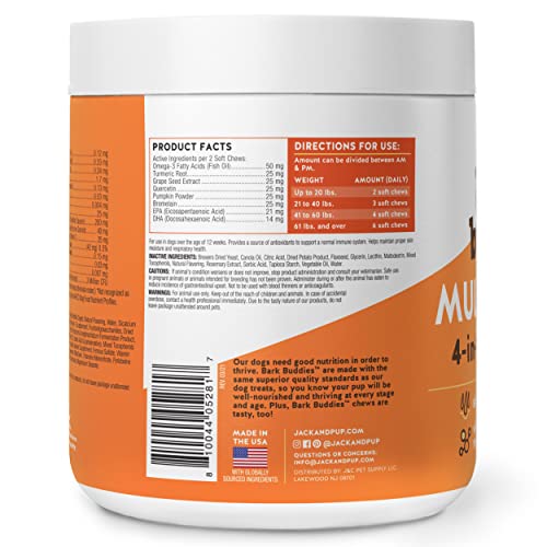Jack&Pup Dog Vitamins and Supplements Multivitamins for Dogs - Bark Buddies Multi-Buddy Dog Multivitamins Chewable Soft Chews Puppy Vitamins and Supplements - Dog Supplements & Vitamins (60ct) - Image 3