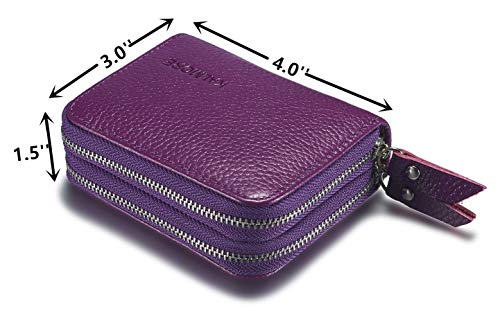 KALMORE Women's Leather RFID Secured Spacious Cute Card Wallet Small Purse, Purple, Two Zippers - Image 4
