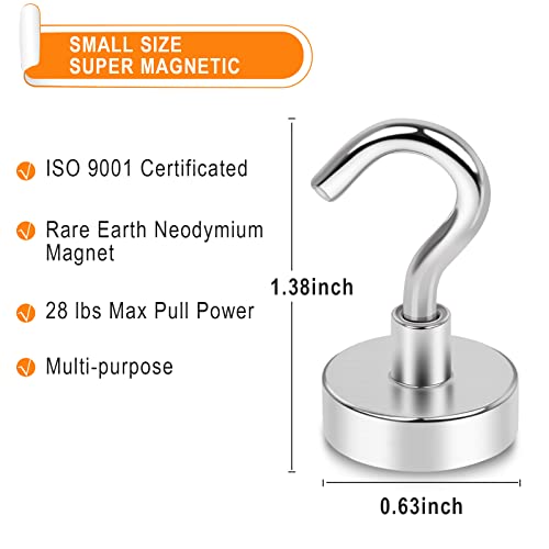 MIKEDE Magnetic Hooks Heavy Duty, 25Lbs Neodymium Magnets with Hooks for Refrigerator, 10Pcs Strong Cruise Hooks for Hanging, Magnetic Hanger for Grill, Toolbox, Storage - Image 5