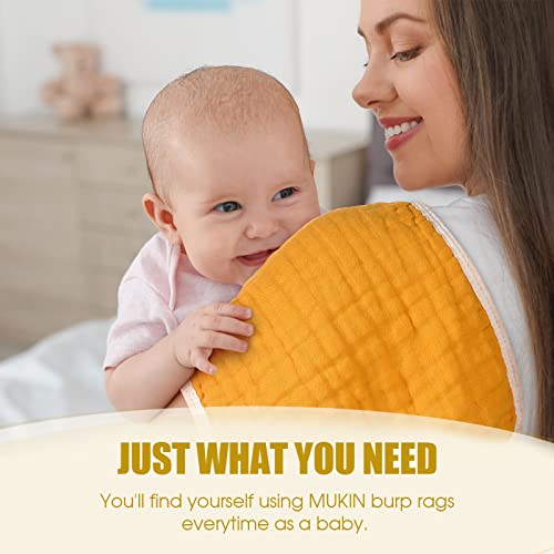 MUKIN Muslin Burp Cloths - Baby Burp Cloth Sets for Unisex. Perfect for Newborn Baby Burping Cloths/Burp Bibs. Newborn Burping Rags for Boys and Girls (Multicolored 3) - Image 3