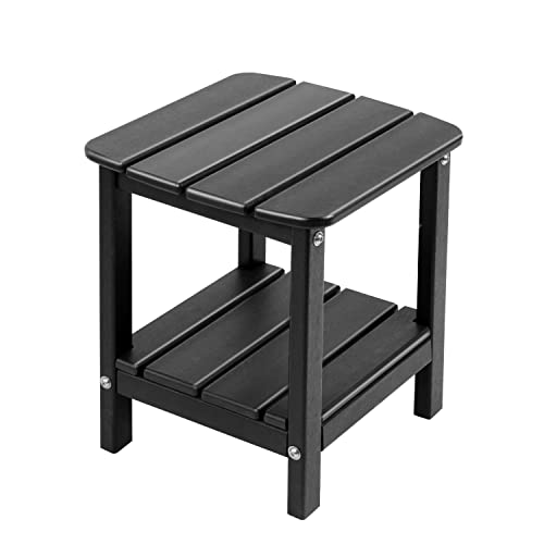 LovoIn Black Adirondack Table Patio Side Table, Easy-Maintenance & Weather-Resistant Poly Lumber End Tables for Patio, Garden, Lawn, Indoor Outdoor Companion