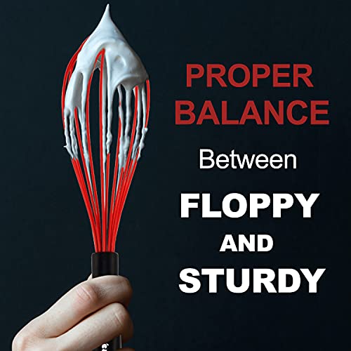 ANAEAT 10.5" Silicone Whisk, Thick Stainless Steel Wire Inner - Heat Resistant Kitchen Whisks for Non-Stick Cookware, Balloon Egg Beater for Whisking, Blending, Beating, Frothing & Stirring (Red) - Image 8
