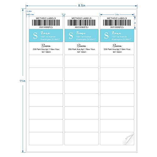 Methdic Address Labels 1" x 2-5/8" 900 Labels Sticker Paper for Laser/Ink Jet Printer Mailing Labels 8.5"×11" White 30 per Sheet - Image 8