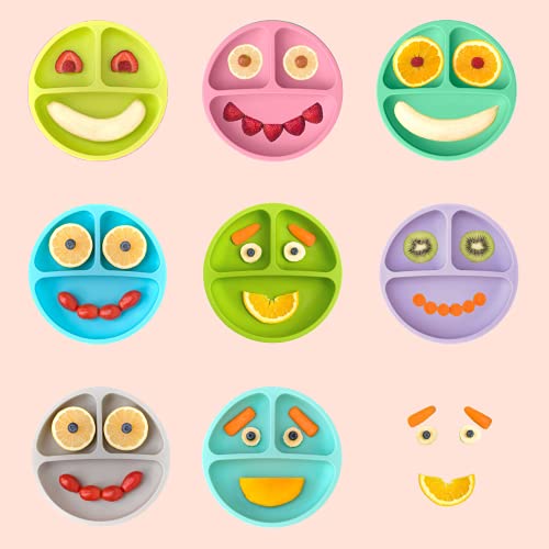 Hippypotamus Toddler Plates with Suction - Baby Plates - 100% Food-Grade Silicone Divided Plates - BPA Free - Dishwasher Safe - Set of 3 (Pink/Mint/Lavender) - Image 3