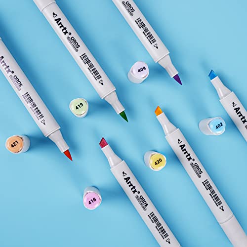 Arrtx Alcohol Markers 24 Fresh Colors Brush Marker and Chisel Marker for Artists Coloring, Dual Tip Alcohol-based Ink, Permanent Art Marker Pen for Artist Adult Kids Drawing Calligraphy Illustration - Image 5