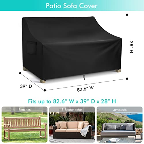 WLEAFJ Patio Sofa Cover Waterproof, 3-Seater Outdoor Sofa Cover, Heavy Duty Deep Lounge Loveseat Cover, Large Lawn Patio Furniture Covers with Air Vent, 82.6’’ W x 39’’ D x 28’’ H - Image 6