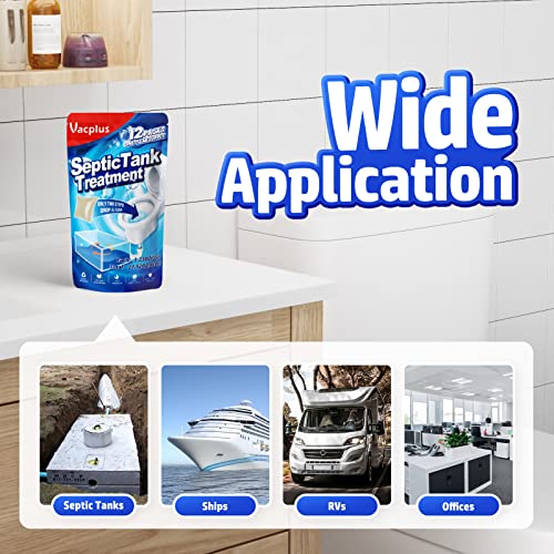 Vacplus Septic Tank Treatment - 12 Packs for 1-Year Supply, Flushable & Dissolvable Septic Tank Treatment Packets with Easy Operation, Biodegradable Septic Tank Treatment Enzymes for Wastes & Odors - Image 3
