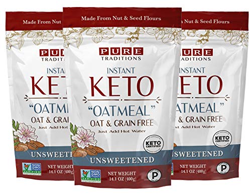 Keto Oatmeal, Instant Hot Cereal, Unsweetened, Certified Paleo, Keto Certified, Gluten & Grain Free (14.1 oz) (3 Pack)