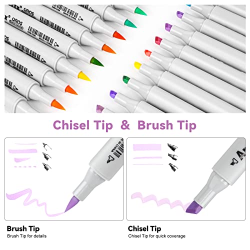 Arrtx Alcohol Markers 24 Fresh Colors Brush Marker and Chisel Marker for Artists Coloring, Dual Tip Alcohol-based Ink, Permanent Art Marker Pen for Artist Adult Kids Drawing Calligraphy Illustration - Image 6