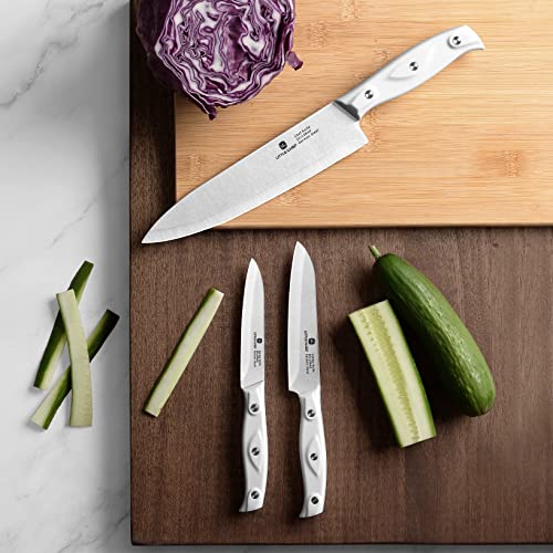 Chef Knife, Ultra Sharp Kitchen Knife, High Carbon Stainless Steel Chef knife set, 3-pc, 8 inch Chefs knife, 4.5 inch Utility Knife, 4 inch Paring Knife - Image 4
