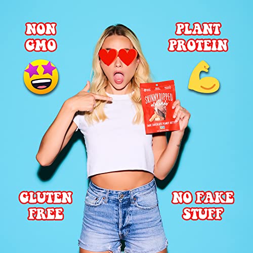 SkinnyDipped Dark Chocolate Peanut Butter Almonds, Healthy Snack, Plant Protein, Gluten Free, 0.46 oz Mini Bags, Pack of 24 - Image 5