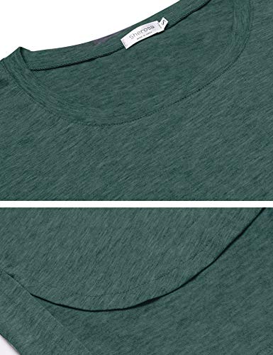 Sherosa Women's Casual 3/4 Sleeve Loose Tunic Tops Scoop Neck T-Shirt (L, Dark Green) - Image 2
