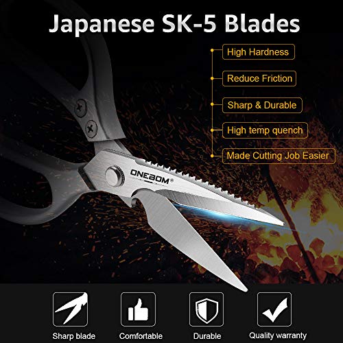 ONEBOM Kitchen Shears 2 Pack,Multi Function Kitchen Scissors Heavy Duty 304 Stainless Steel,for Chicken,Meat,Fish - Image 6