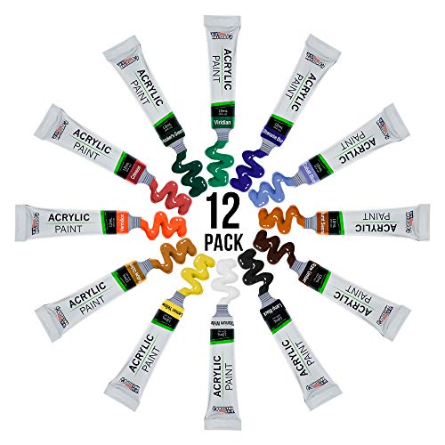 U.S. Art Supply Professional 12 Color Set of Acrylic Paint in 12ml Tubes - Rich Pigment Vivid Colors for Artists, Students, Beginners, Kids, Adults - Canvas, Portrait Paintings, Wood, Craft, Hobby - Image 5