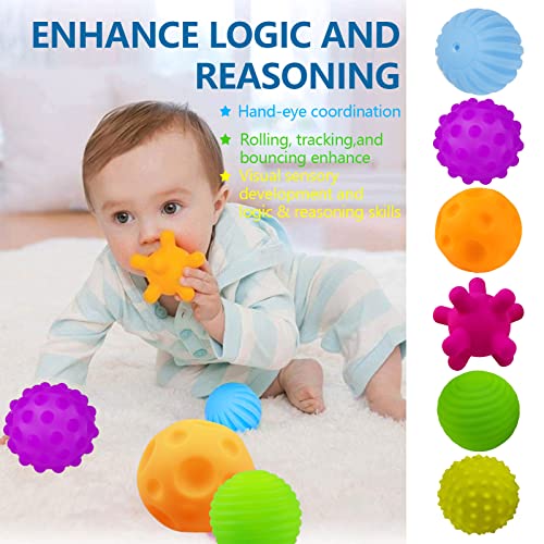 ROHSCE Baby Textured Multi Sensory Toys Massage Ball Gift Set BPA Free for Toddlers 1-3 Soft Balls Montessori Infant Baby Toys 6 to 12 Months 6 Pack - Image 6