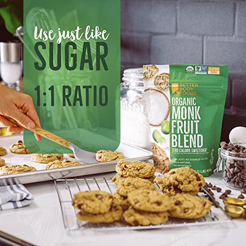 BetterBody Foods Organic Monk Fruit Sweetener Blend, Raw Cane Sugar Substitute, Zero Calorie, Keto Diet Friendly, Zero Net Carbs, Zero Glycemic, Baking, Extract, Sugar Replacement, 1lb, 16oz - Image 7