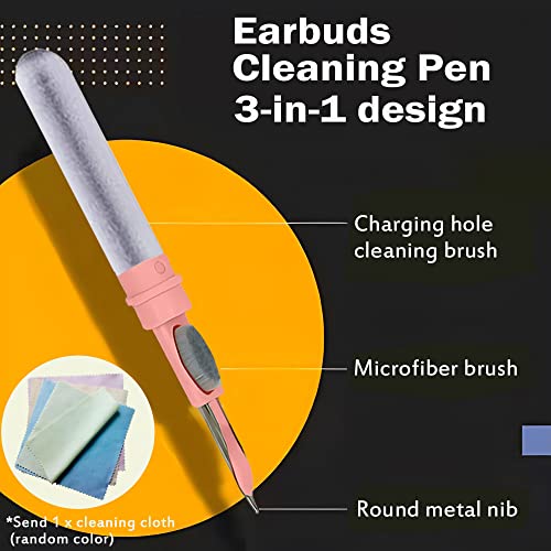 Bluetooth Earbuds Cleaning Pen, Multifunction Airpod Cleaner Kit with Soft Brush for Wireless Earphones Bluetooth Headphones Charging Box Accessories, Computer, Camera and Mobile Phone (Pink) - Image 3