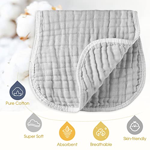 MUKIN Muslin Burp Cloths - Baby Burp Cloth Sets for Unisex. Perfect for Newborn Baby Burping Cloths/Burp Bibs. Newborn Burping Rags for Boys and Girls (Multicolored 3) - Image 8