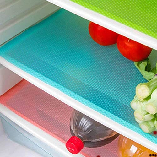 8 Pcs Refrigerator Liners, CaptainRay Washable Mats Covers Pads, Home Kitchen Gadgets Accessories Organization for Top Freezer Glass Shelf Wire Shelving Cupboard Cabinet Drawer(3 Blue+3 Green+2 Red)