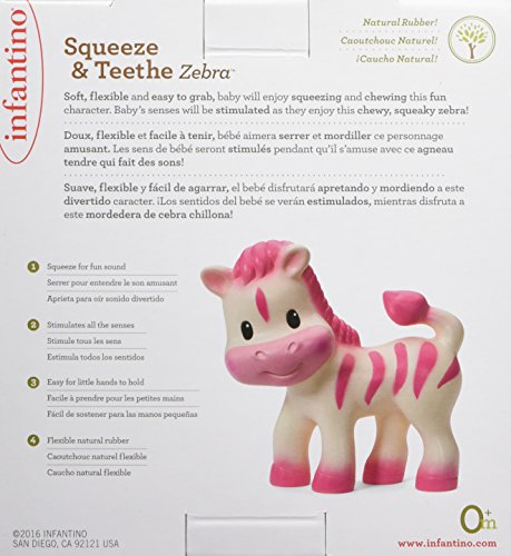 Infantino Teether Toy, Squeeze and TeeThe Zebra - Image 3