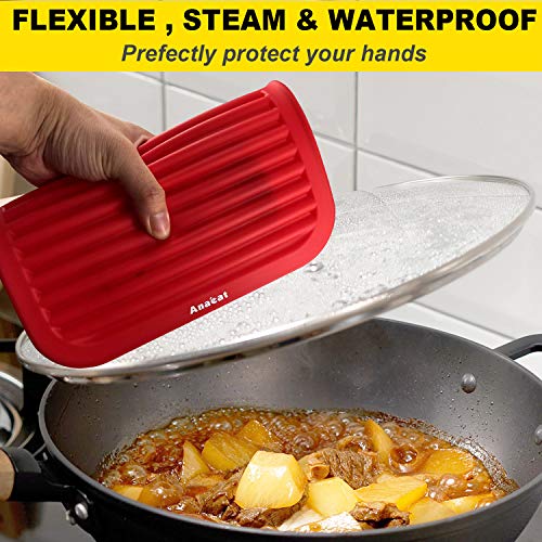 Anaeat 2 Pack Silicone Trivets for Hot Pots and Pans - Heat Resistant Real Silicone Hot Pads for Kitchen Counter, Multi-Purpose & Durable Trivet Mat for Hot Dishes, Jar Opener, Spoon Holder (Red ) - Image 2