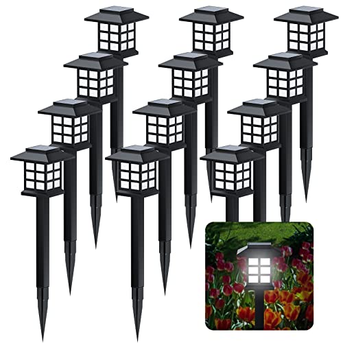 Beassla Solar Outdoor Lights 12 Pack, 12 Hrs Long-Lasting Waterproof Pathway Lights Solar Powered Auto On/Off, Solar Garden Lights Decorative for Landscape Walkway Driveway Patio Yard & Lawn - Image 2