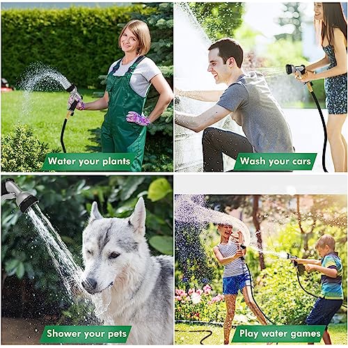 RESTMO Garden Hose Nozzle, Heavy Duty Metal Water Nozzle with 7 Adjustable Spray Patterns, High Pressure Hand Sprayer with Flow Control, for Watering Plants & Lawns, Washing Cars & Pets, Black - Image 2