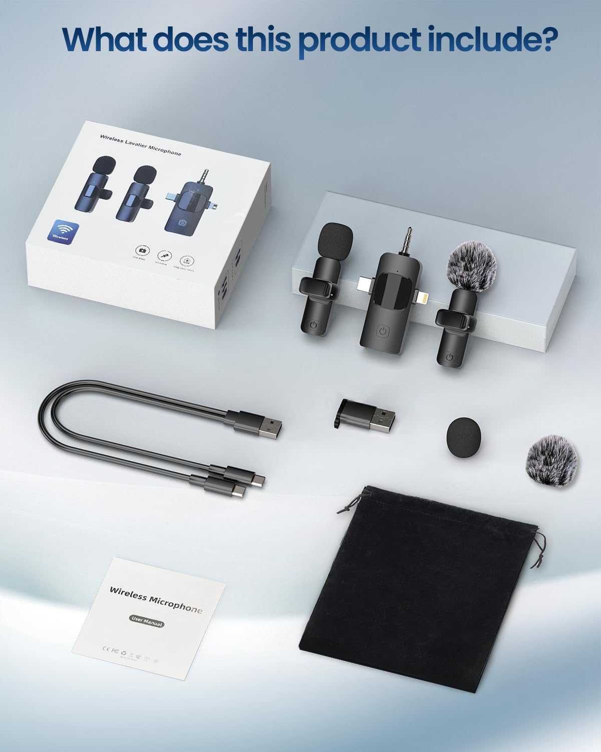 4 in 1 Mini Microphone Wireless Lavalier Microphone for iPhone Android Computer Laptop Camera USB-C,2.4G Ultra-Low Delay,Noise Reduction,Double Lapel Microphone for Youtube TikTok Vlog (Mini Mic) - Image 2