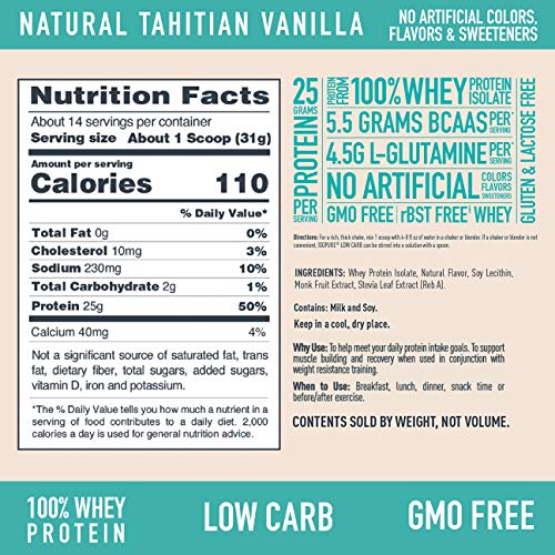 Isopure Protein Powder, Whey Protein Isolate Powder, 25g Protein, Low Carb & Keto Friendly, Naturally Sweetened & Flavored, Flavor: Tahitian Vanilla, 1 Pound - Image 6