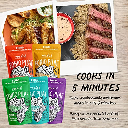 Yolélé Fonio Grain Pilaf Mix African Supergrain Ancient Grains Organic Gluten-Free Non GMO Vegan Protein Fiber Super Food Paleo-Friendly Rice Alternative, Yassa Onion, Lime, and Chili 2-Pack - Image 5