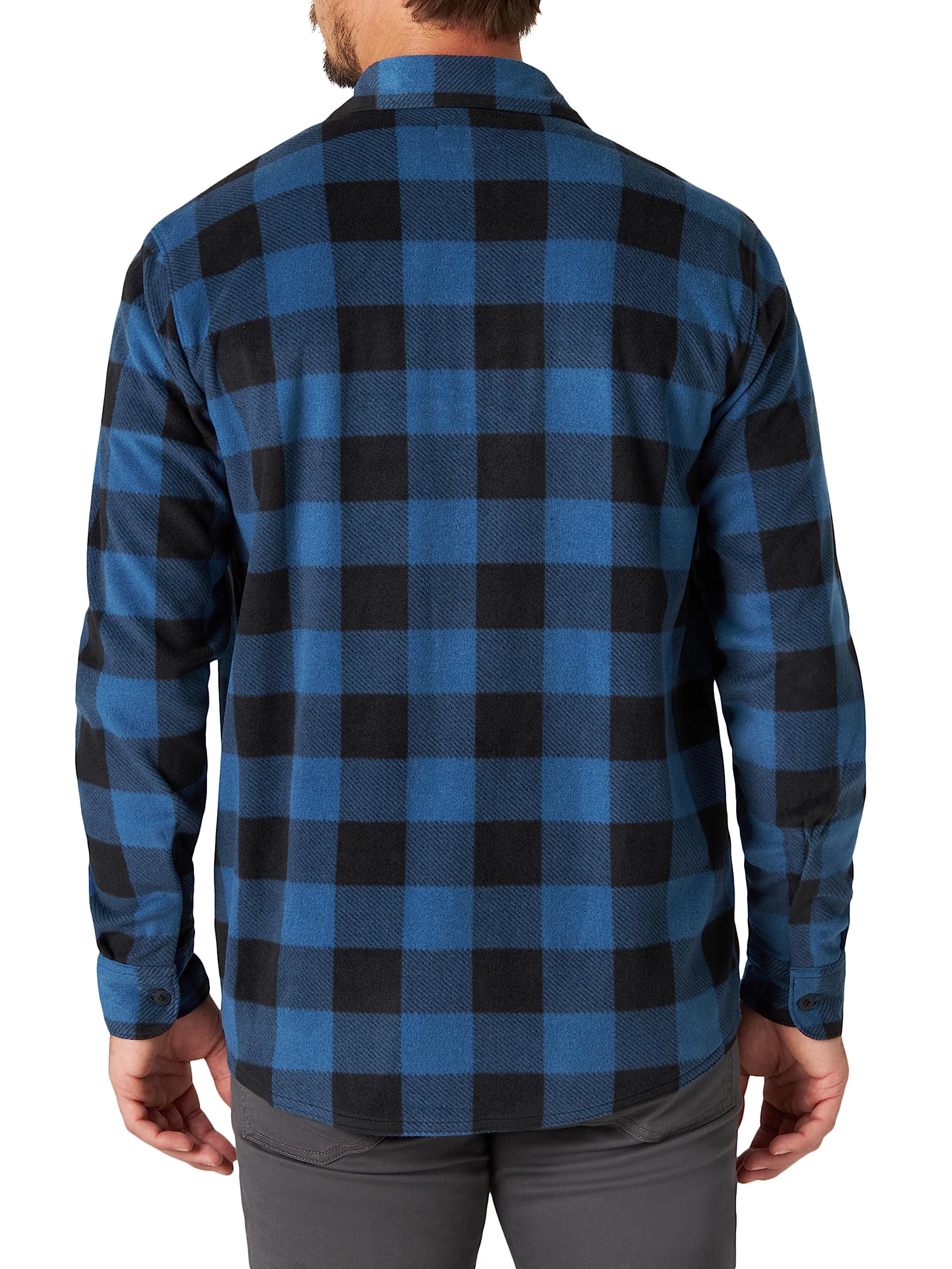 Wrangler Authentics Men's Long Sleeve Heavyweight Fleece Shirt Blue Buffalo Plaid Large - Image 3